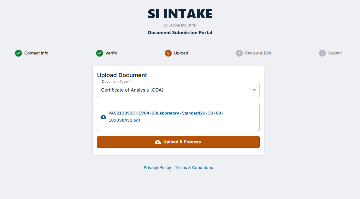 Submission Portal — intake view